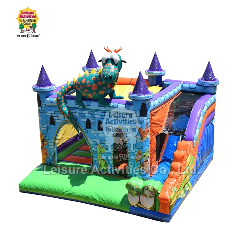 Standardni napihljivi zmaj Bouncy Castles za več iger s toboganom
